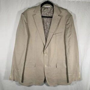 Lauren Ralph Lauren Blazer Mens 44L Tan 100% Linen 2 Button Close Pocket